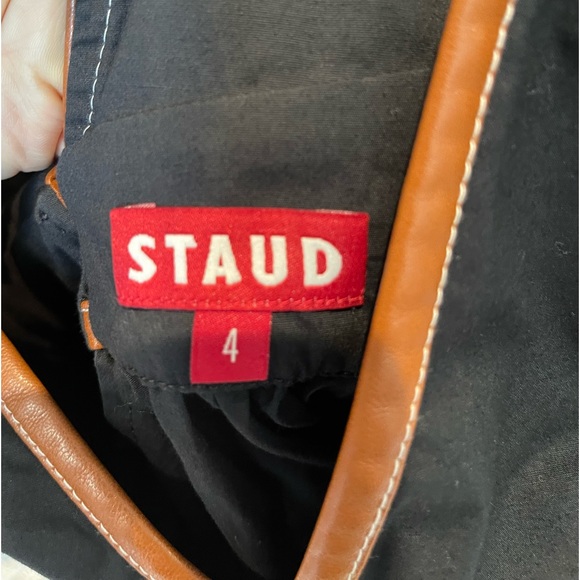 STAUD SIZE 4, Black with camel leather trim top. Size 4 - Picture 3 of 3